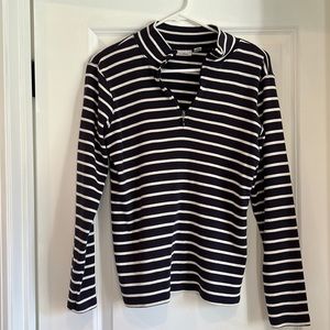 LL Bean Striped Cotton Quarter-Zip